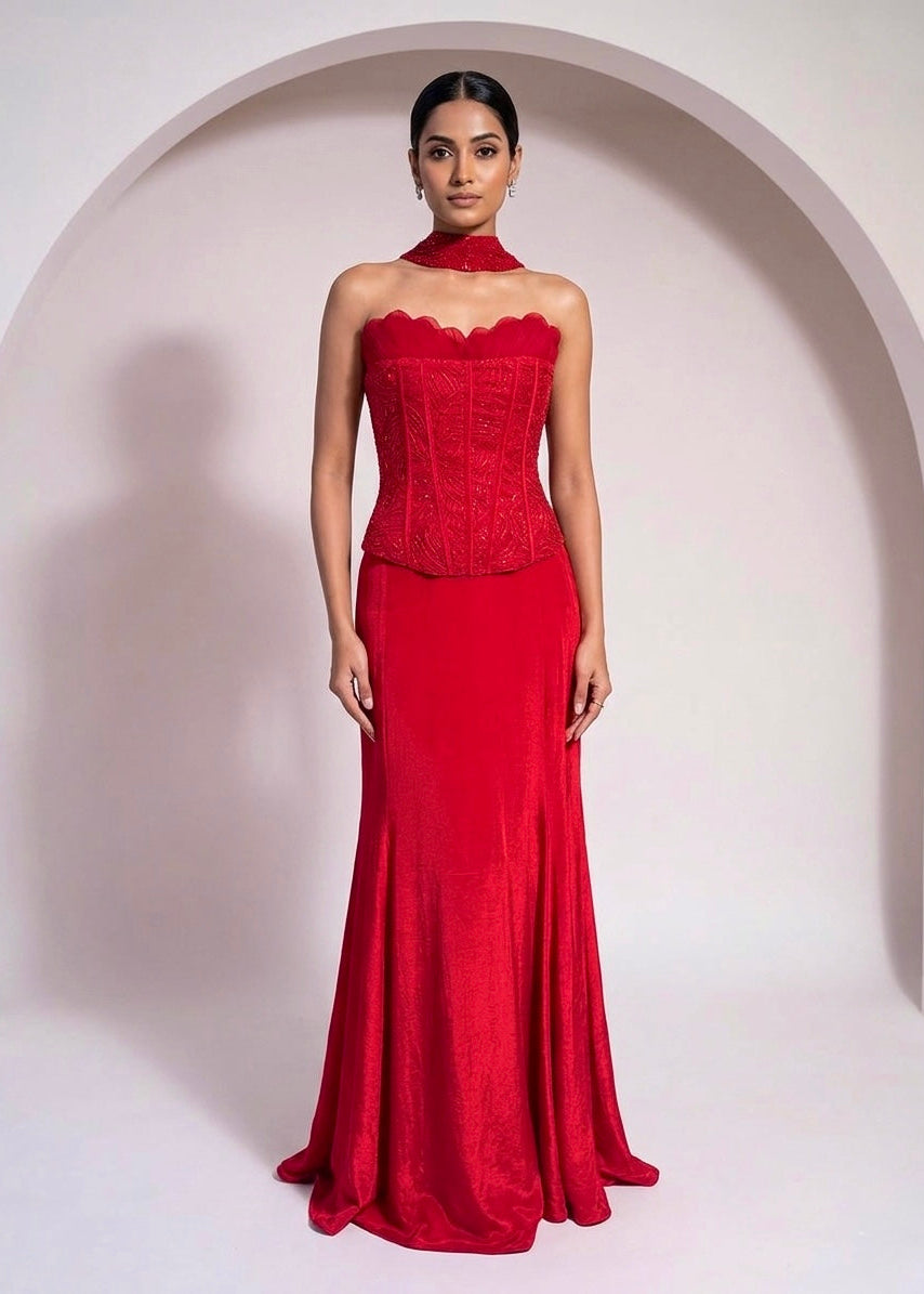 Ruby Drape Corset Set